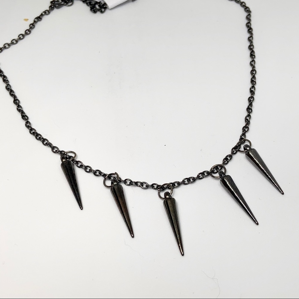 Spike Punk Goth Gunmetal Necklace New